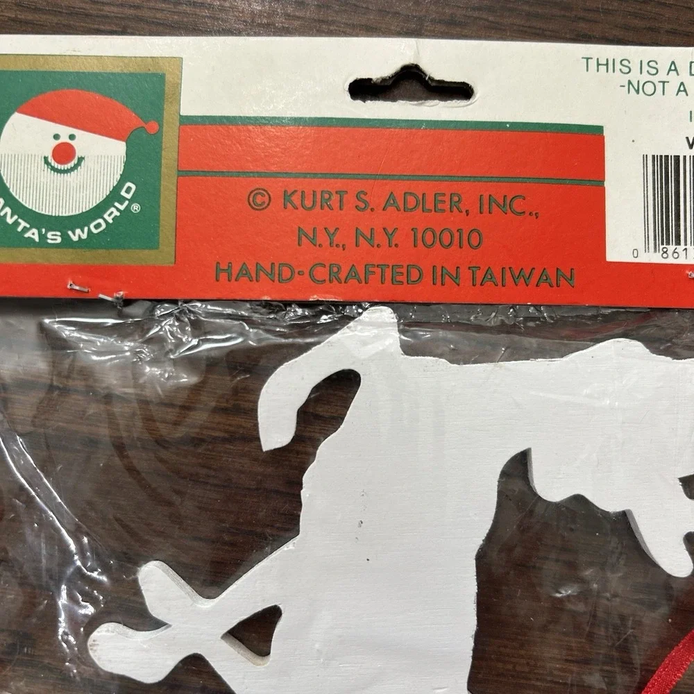 Vintage Kurt Adler Wood Christmas Ornament Rudolph Sleigh Toys NOS Santa's World